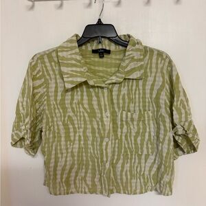 Lulu's Olive Zebra Print Button Down Shirt
